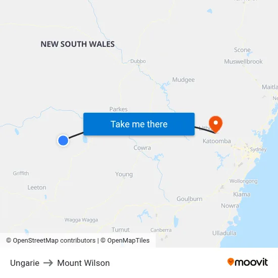 Ungarie to Mount Wilson map