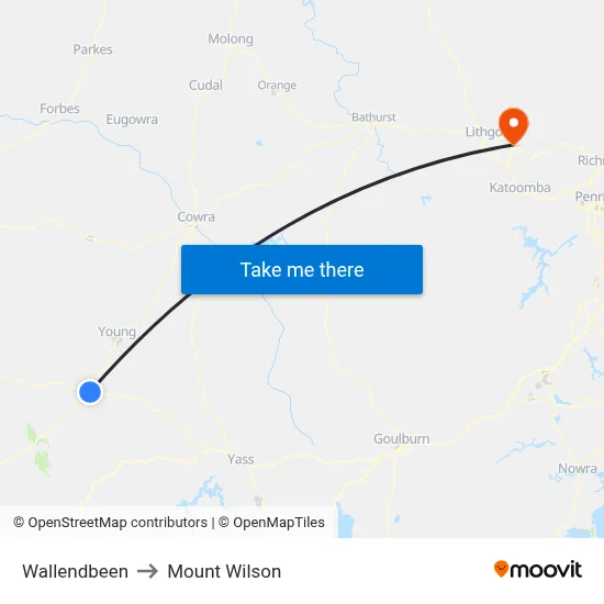 Wallendbeen to Mount Wilson map