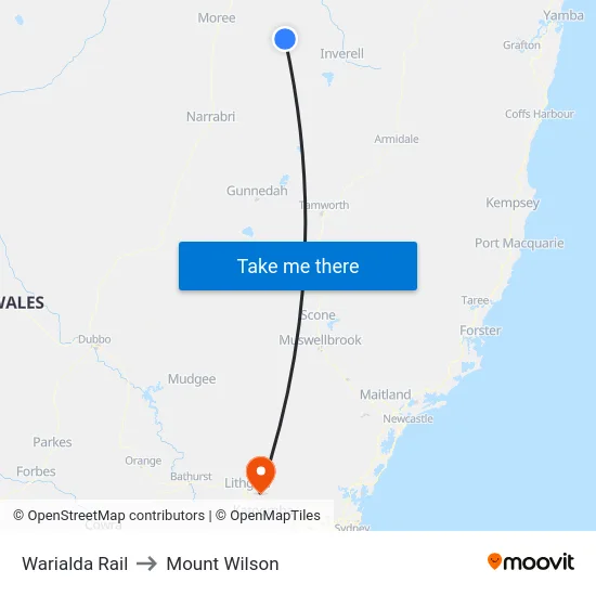 Warialda Rail to Mount Wilson map