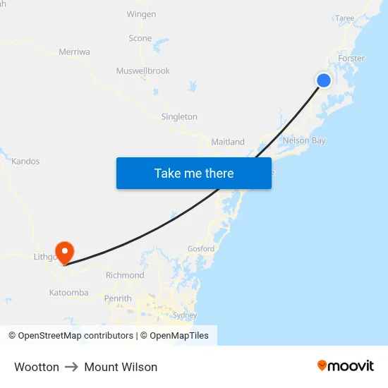 Wootton to Mount Wilson map