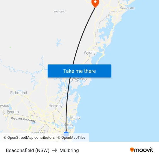 Beaconsfield (NSW) to Mulbring map