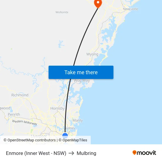 Enmore (Inner West - NSW) to Mulbring map