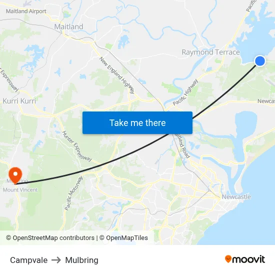 Campvale to Mulbring map