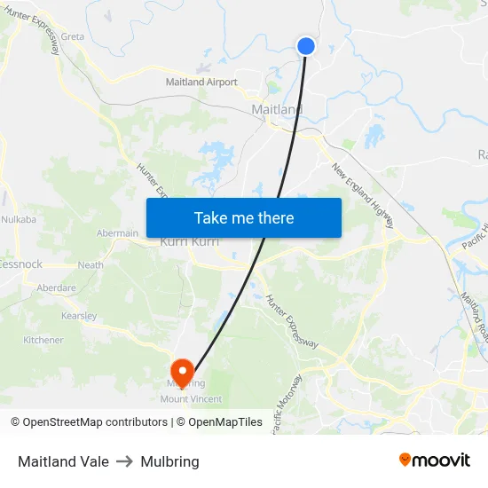 Maitland Vale to Mulbring map