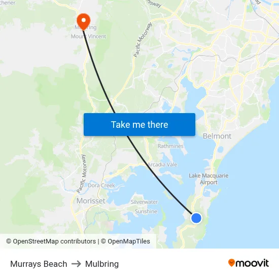 Murrays Beach to Mulbring map