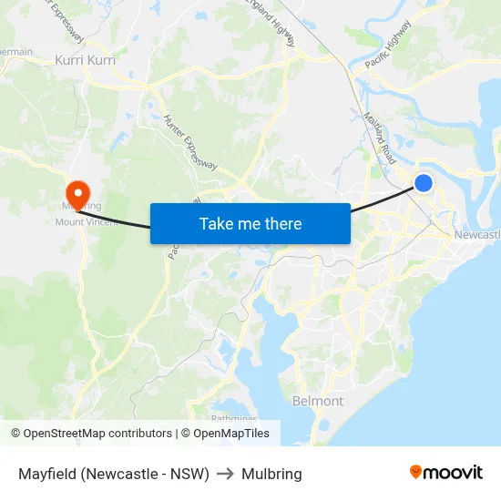 Mayfield (Newcastle - NSW) to Mulbring map