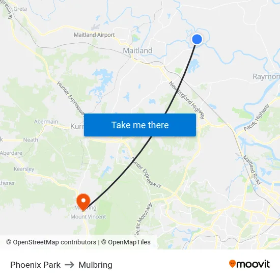 Phoenix Park to Mulbring map