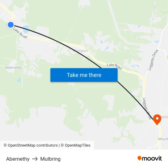 Abernethy to Mulbring map