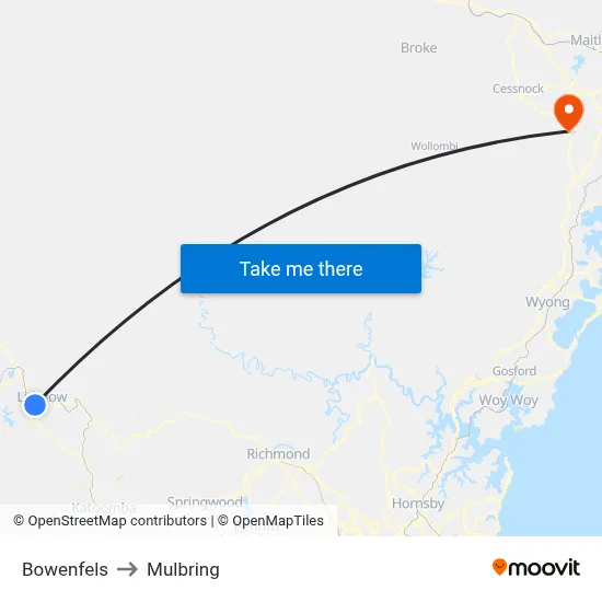 Bowenfels to Mulbring map