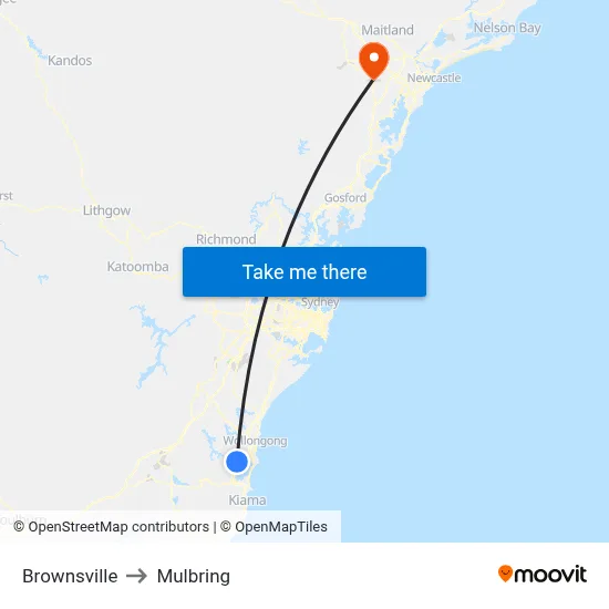 Brownsville to Mulbring map
