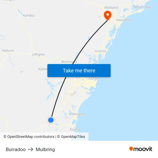 Burradoo to Mulbring map