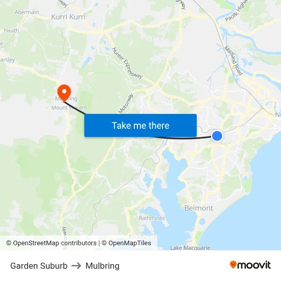 Garden Suburb to Mulbring map