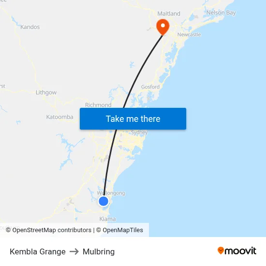 Kembla Grange to Mulbring map