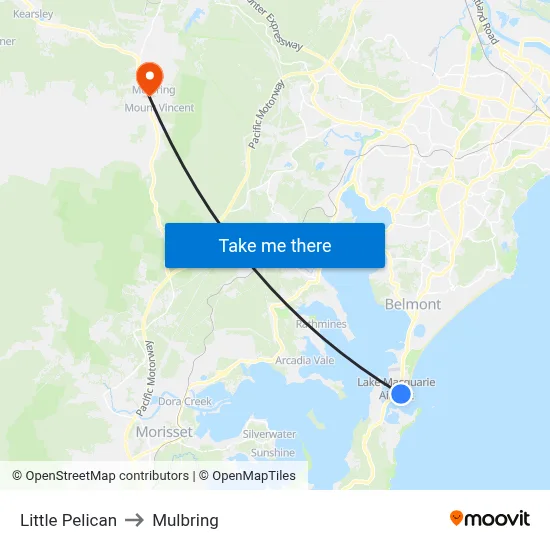 Little Pelican to Mulbring map