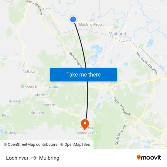 Lochinvar to Mulbring map
