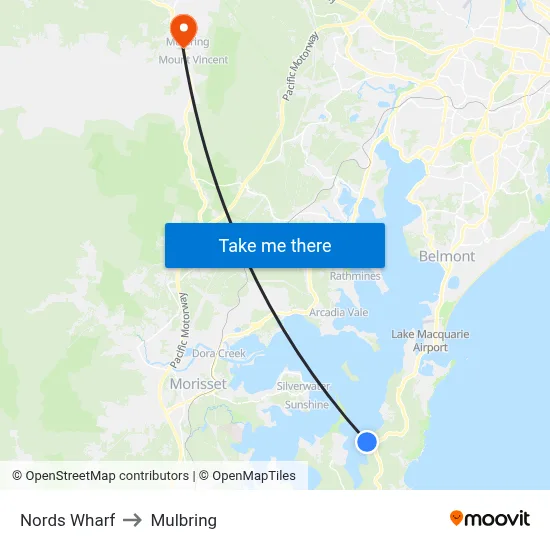 Nords Wharf to Mulbring map