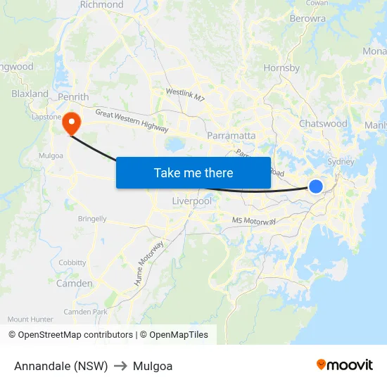 Annandale (NSW) to Mulgoa map
