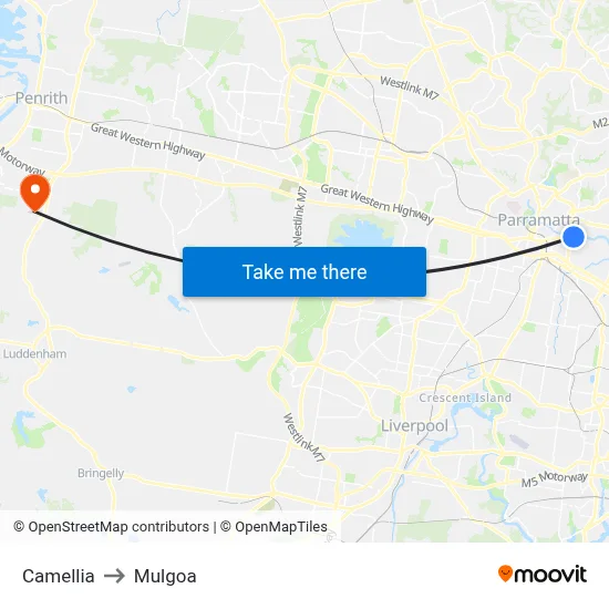 Camellia to Mulgoa map