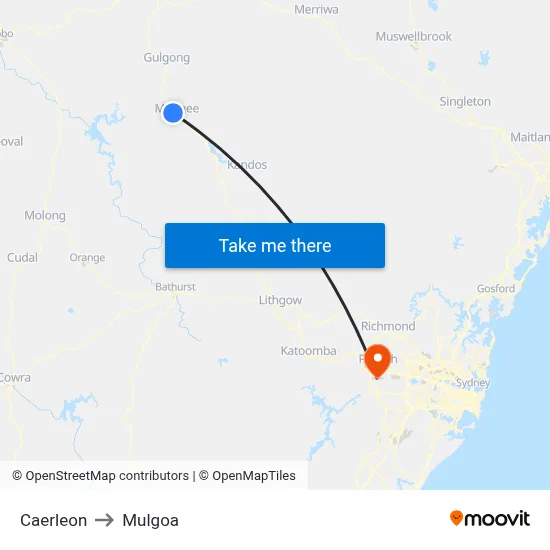 Caerleon to Mulgoa map