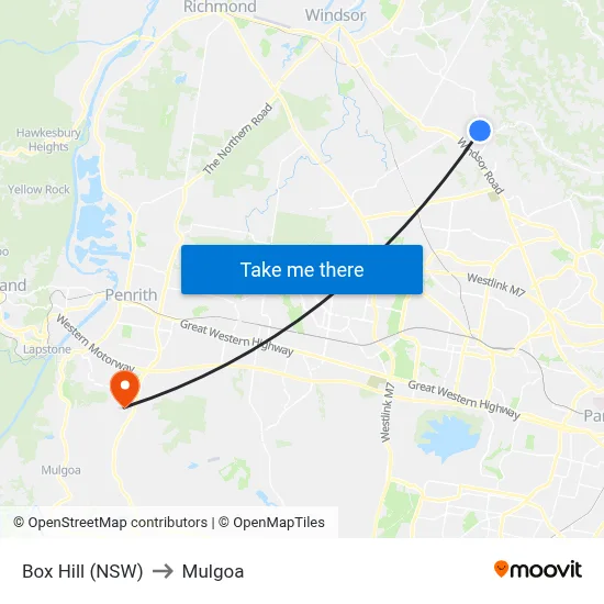 Box Hill (NSW) to Mulgoa map