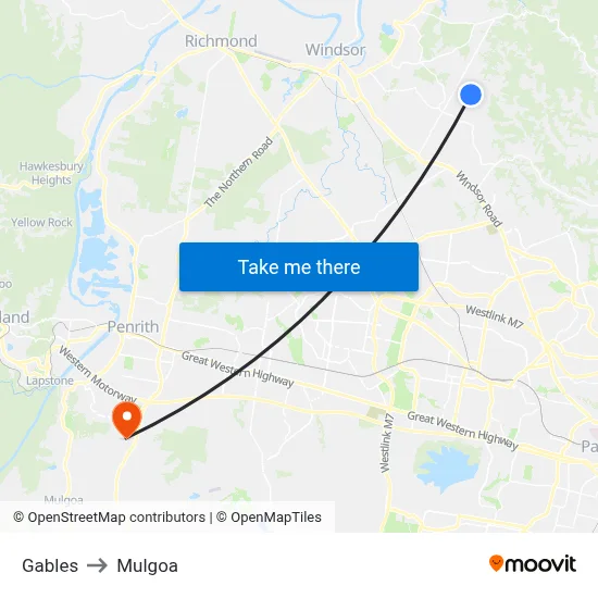 Gables to Mulgoa map
