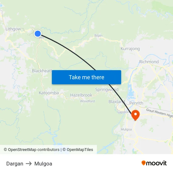 Dargan to Mulgoa map