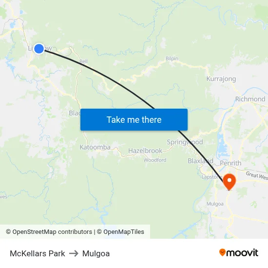 McKellars Park to Mulgoa map