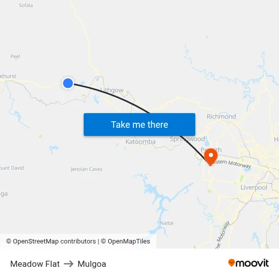 Meadow Flat to Mulgoa map