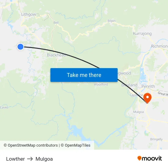 Lowther to Mulgoa map