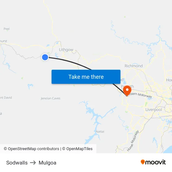 Sodwalls to Mulgoa map