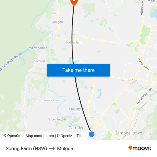 Spring Farm (NSW) to Mulgoa map