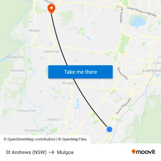 St Andrews (NSW) to Mulgoa map