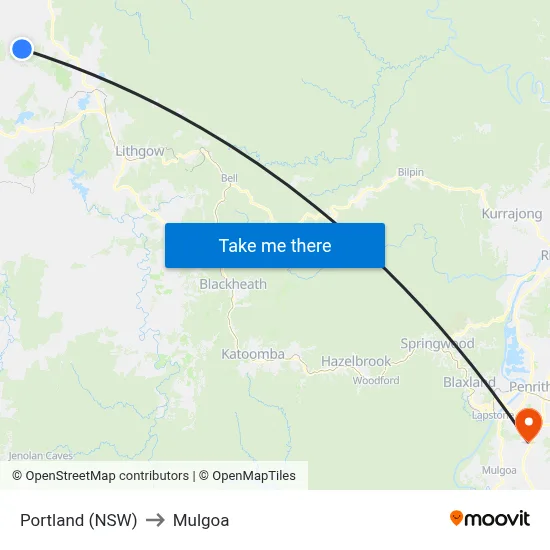 Portland (NSW) to Mulgoa map