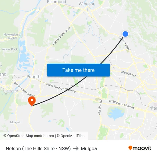 Nelson (The Hills Shire - NSW) to Mulgoa map