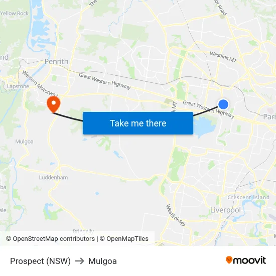 Prospect (NSW) to Mulgoa map