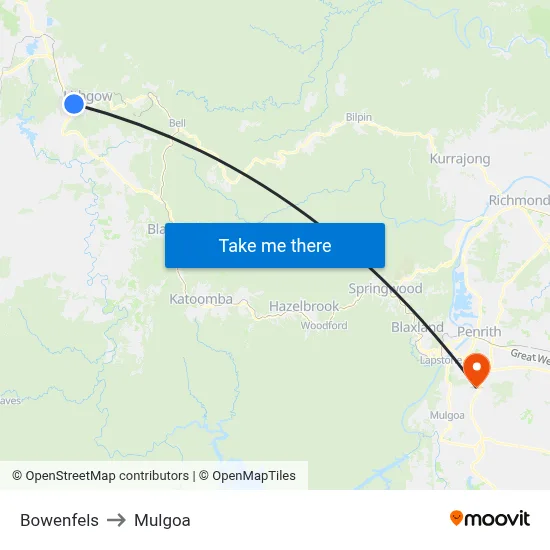 Bowenfels to Mulgoa map