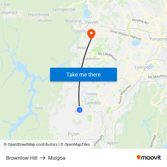 Brownlow Hill to Mulgoa map