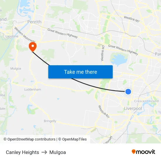 Canley Heights to Mulgoa map