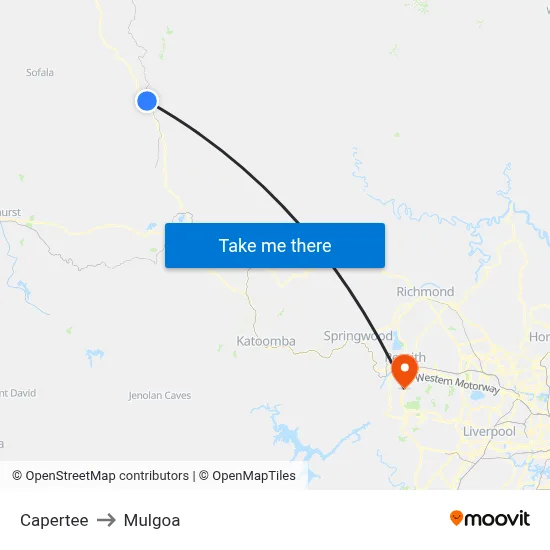 Capertee to Mulgoa map