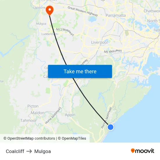 Coalcliff to Mulgoa map