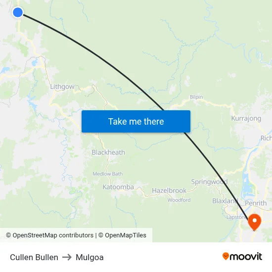 Cullen Bullen to Mulgoa map