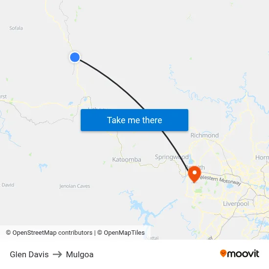 Glen Davis to Mulgoa map