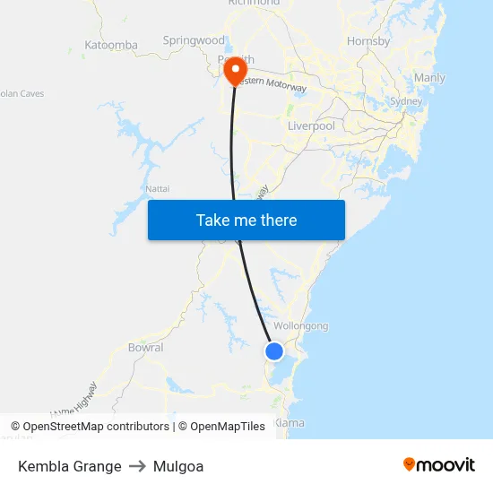 Kembla Grange to Mulgoa map