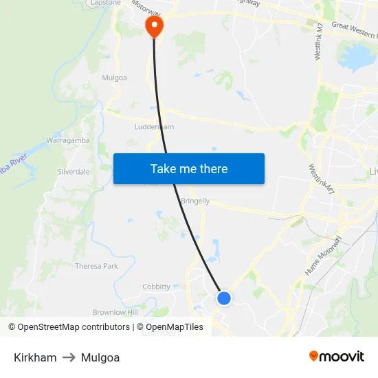 Kirkham to Mulgoa map
