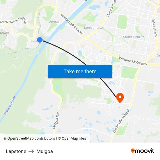 Lapstone to Mulgoa map