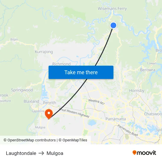 Laughtondale to Mulgoa map