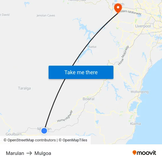 Marulan to Mulgoa map