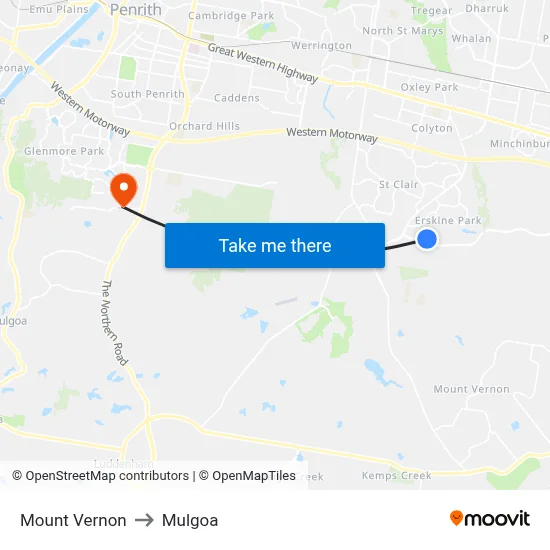 Mount Vernon to Mulgoa map