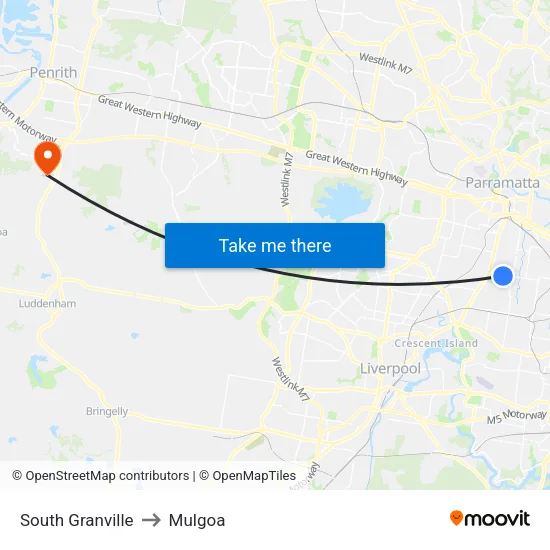 South Granville to Mulgoa map