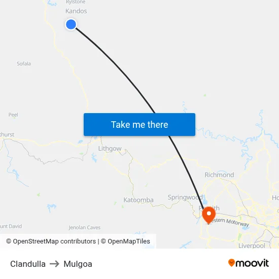 Clandulla to Mulgoa map